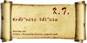 Kránitz Tácia névjegykártya